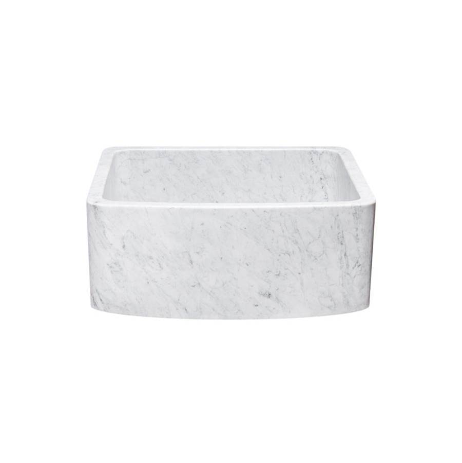 The Allstone Group 24'' Farmhouse Kitchen Sink, Curved Front, Reversible, Carrara Marble
