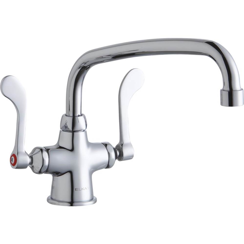 Elkay Single Hole with Concealed Deck Faucet with 10'' Arc Tube Spout 4'' Wristblade Handles Chrome