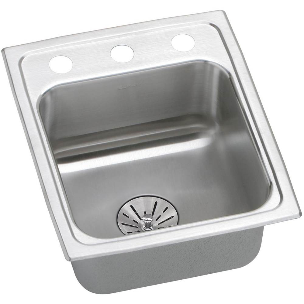 Elkay Lustertone Classic Stainless Steel 15'' x 17-1/2'' x 6-1/2'', Single Bowl Drop-in ADA Sink with Perfect Drain