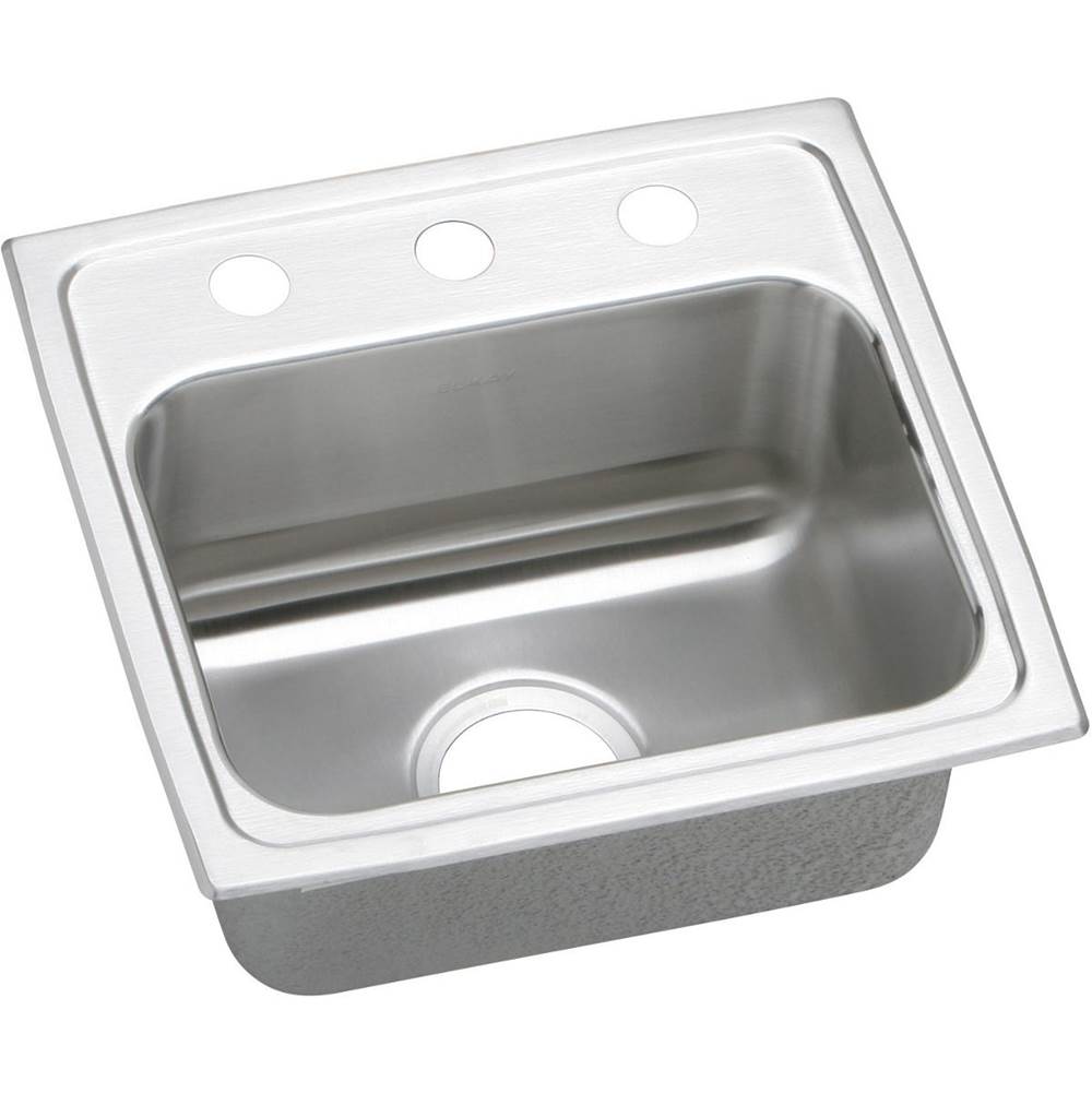 Elkay Lustertone Classic Stainless Steel 17'' x 16'' x 6-1/2'', 3-Hole Single Bowl Drop-in ADA Sink with Quick-clip