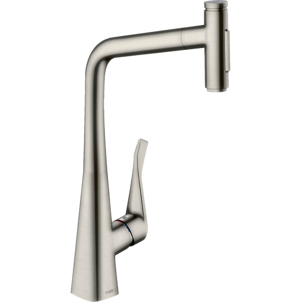 Hansgrohe Metris Select HighArc Kitchen Faucet, 2-Spray Pull-Out, 1.75 GPM in Steel Optic