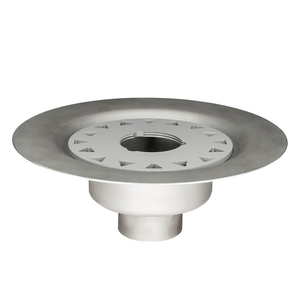 Infinity Drain Bonded Flange Stainless Steel Drain 2'' Throat, 2'' No Hub Outlet