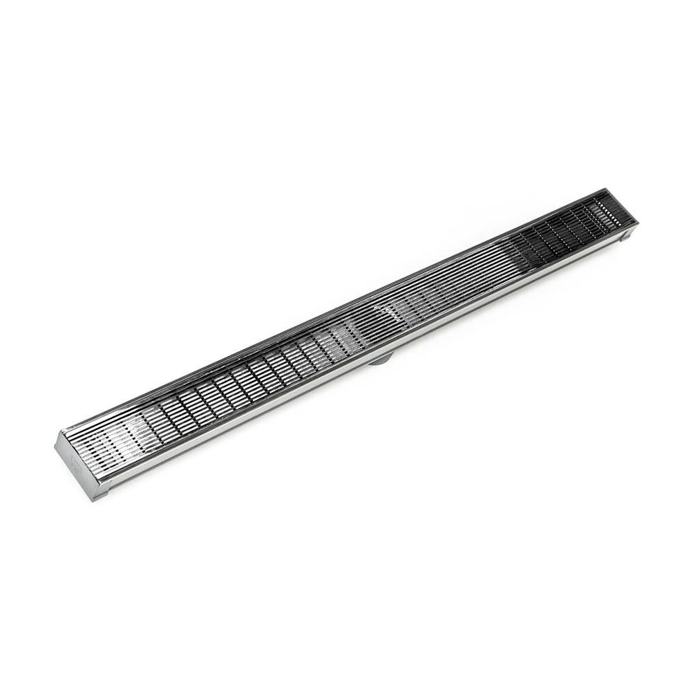Infinity Drain 48'' S-PVC Series Low Profile Complete Kit with 2 1/2'' Wedge Wire Grate in Polished Stainless