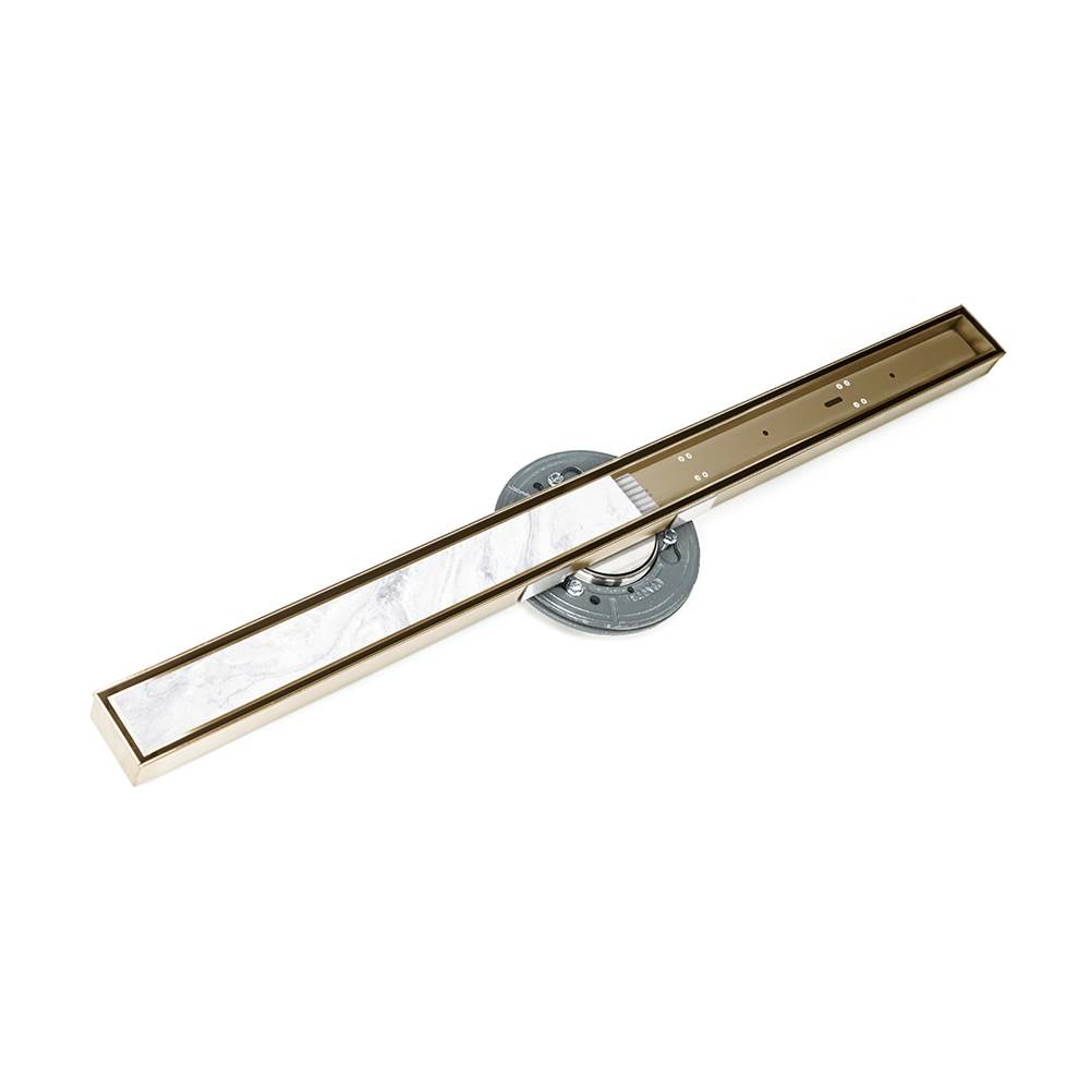 Infinity Drain 48'' S-Stainless Steel Series High Flow Complete Kit with Tile Insert Frame in Satin Bronze with ABS Drain Body, 3'' Outlet