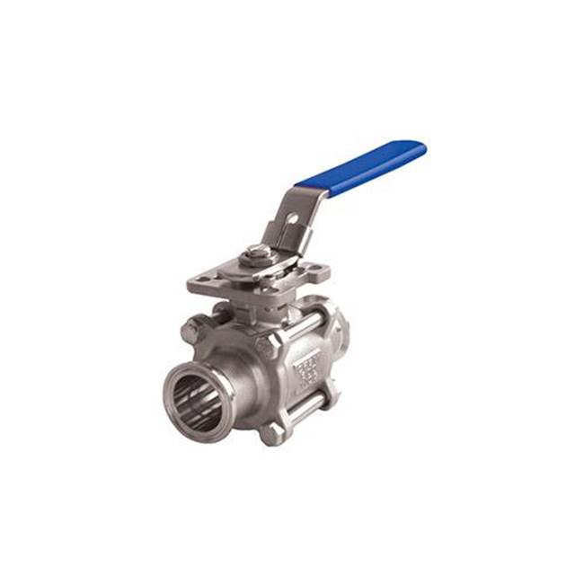 Jomar International LTD Stainless Steel, 3 Piece 4 Bolt, Standard Port, Tri-Clamp Connection, 1000 WOG, with ISO Mounting Pad
