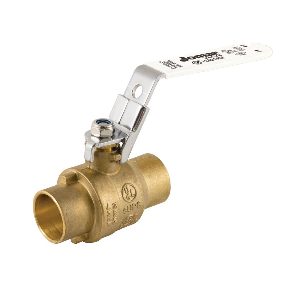 Jomar International LTD Full Port, 2 Piece, Solder Connection, 600 Wog, Stainless Steel Ball And Stem With Latch Lock Handle 1-1/2''