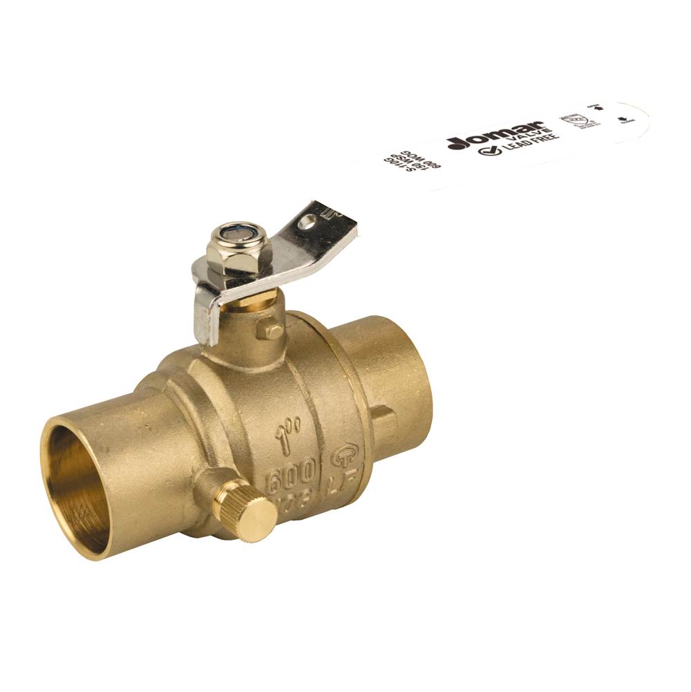 Jomar International LTD Full Port, 2 Piece, Solder Connection, 600 Wog, Stainless Steel Ball And Stem With Drain 1''