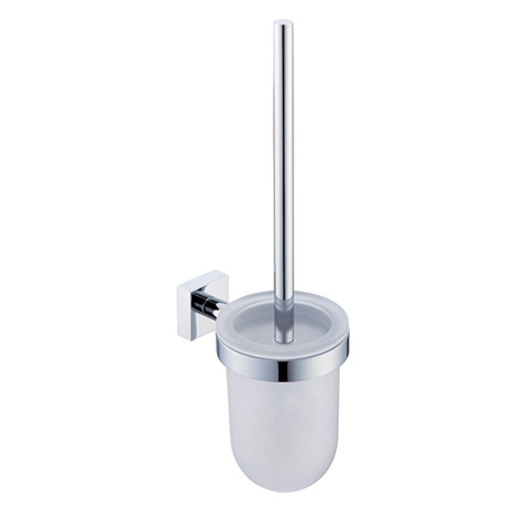 Kartners MADRID - Wall Mounted Toilet Brush Set with Frosted Glass-Antique Nickel