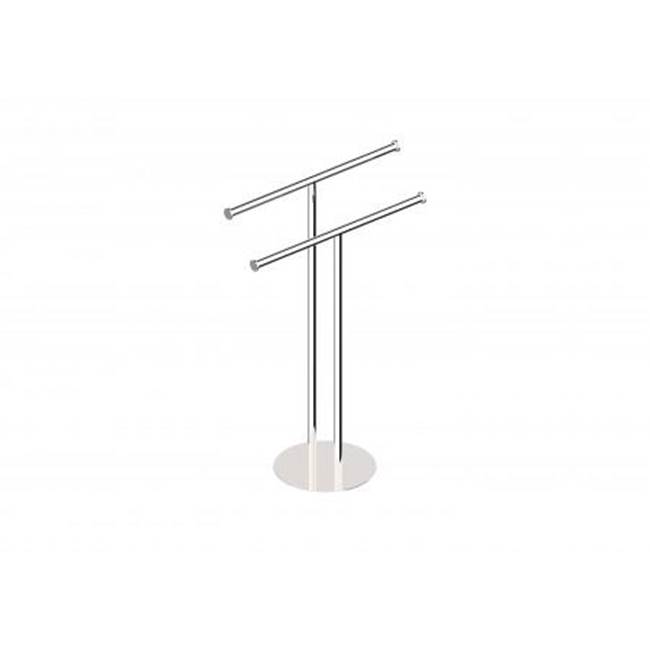 Kartners Free Standing - Double Rail Round Center Post-Brushed Chrome