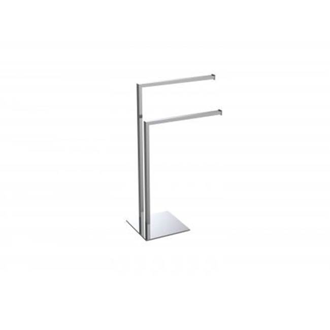 Kartners Free Standing - Square Double Towel Rail-Brushed Gold