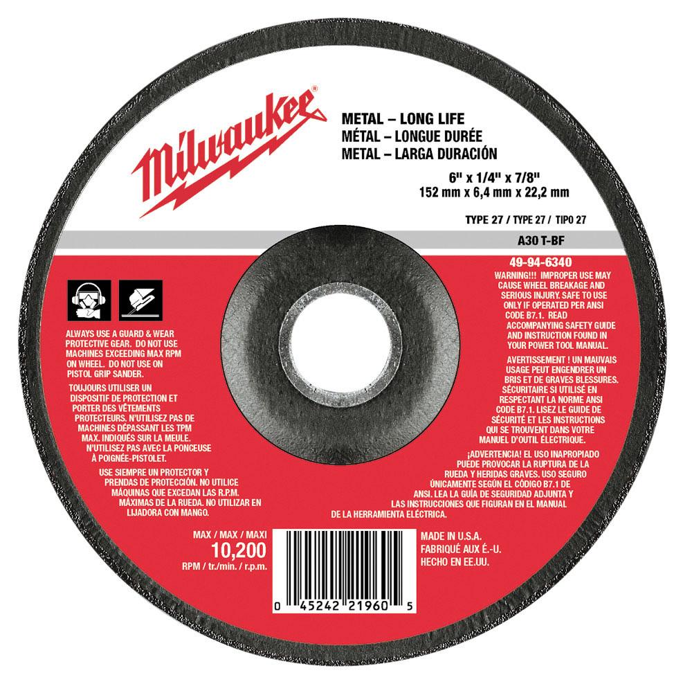 Milwaukee Tool Grinding Disc 6 X 1/4 X 7/8