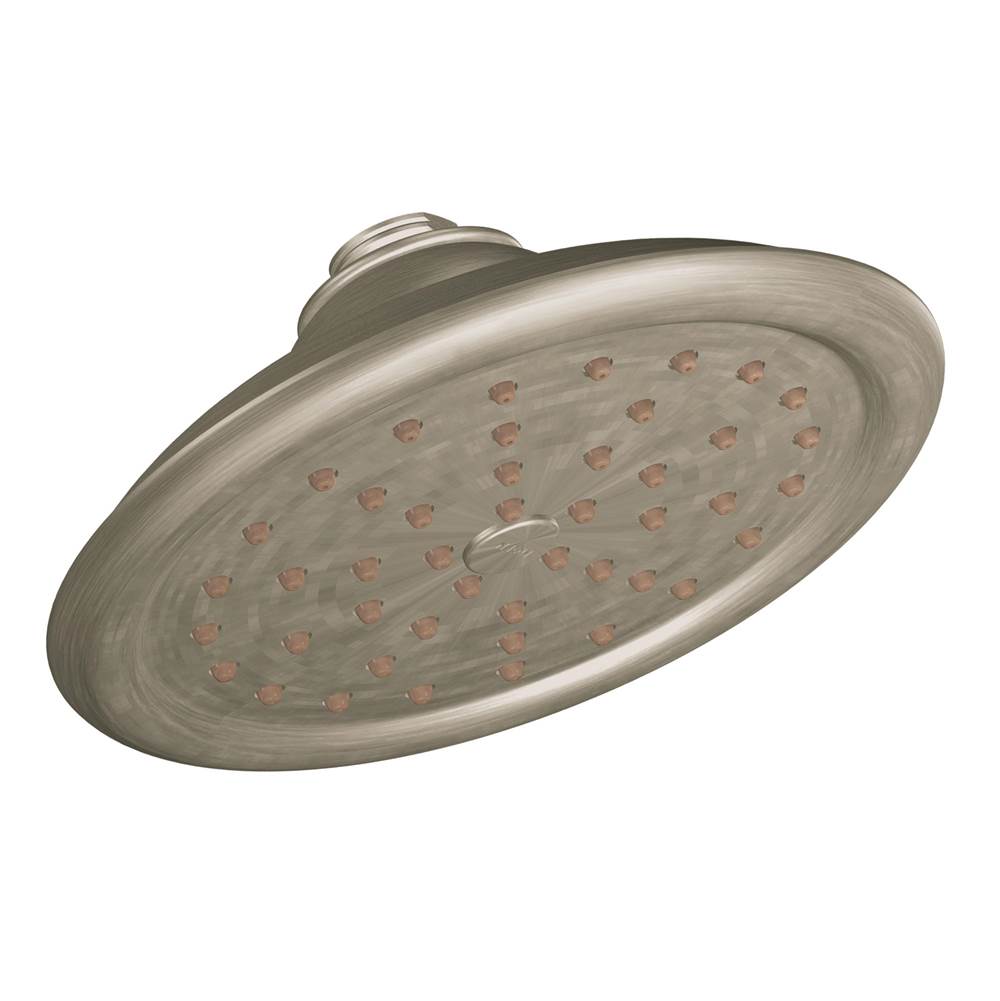 Moen ExactTemp 7'' One-Function Rainshower Showerhead with Immersion Technology at 2.5 GPM Flow Rate, Brushed Nickel