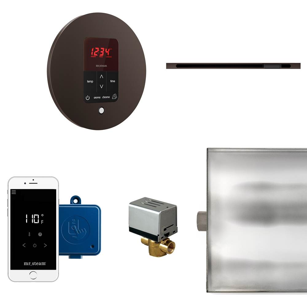 Mr. Steam Butler Linear Steam Shower Control Package with iTempoPlus Control and Linear SteamHead in Round Oil Rubbed Bronze