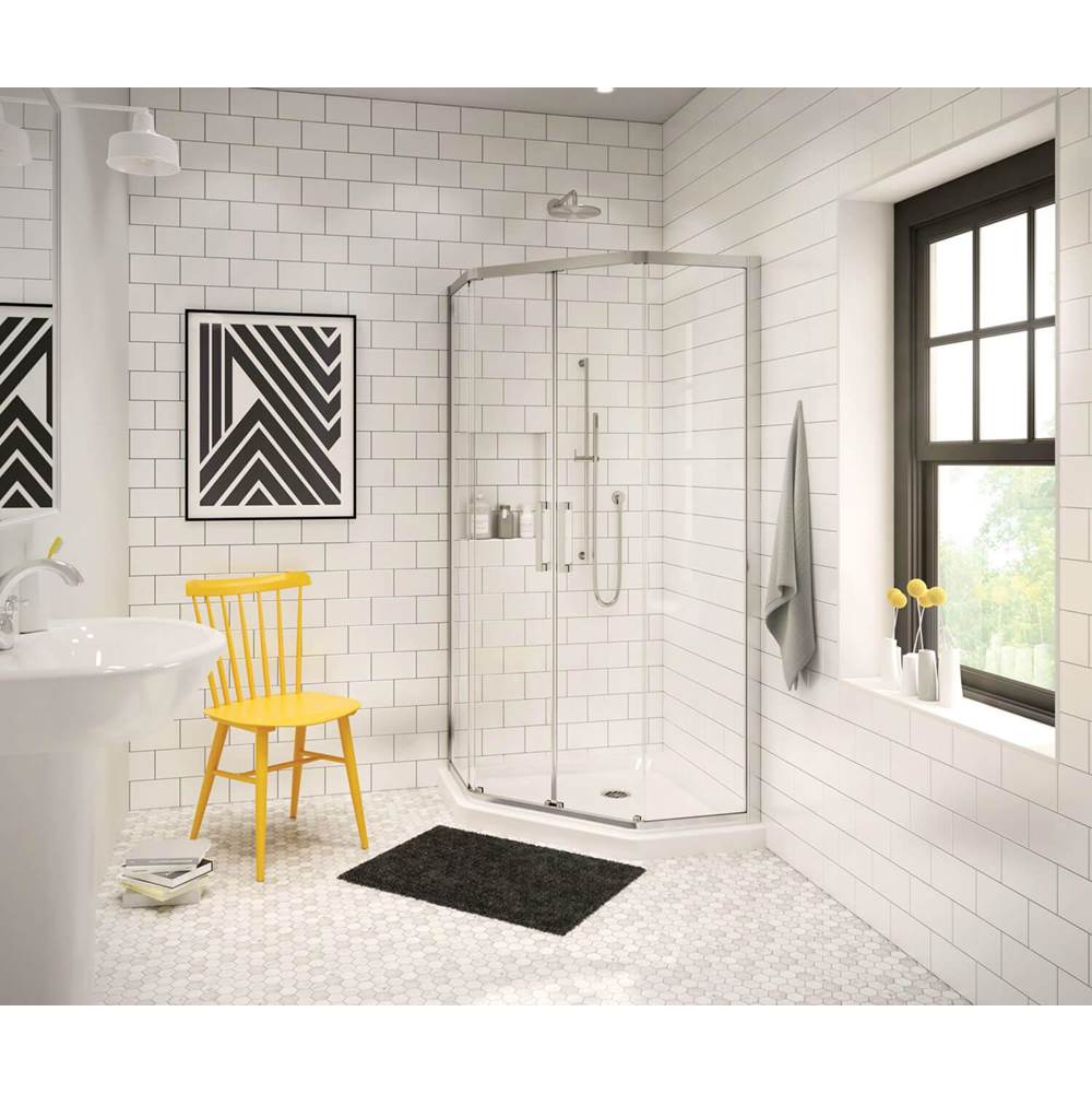 Maax Neo-Angle Base 38 3 in. 38 x 38 Acrylic Corner Left or Right Shower Base with Corner Drain in White