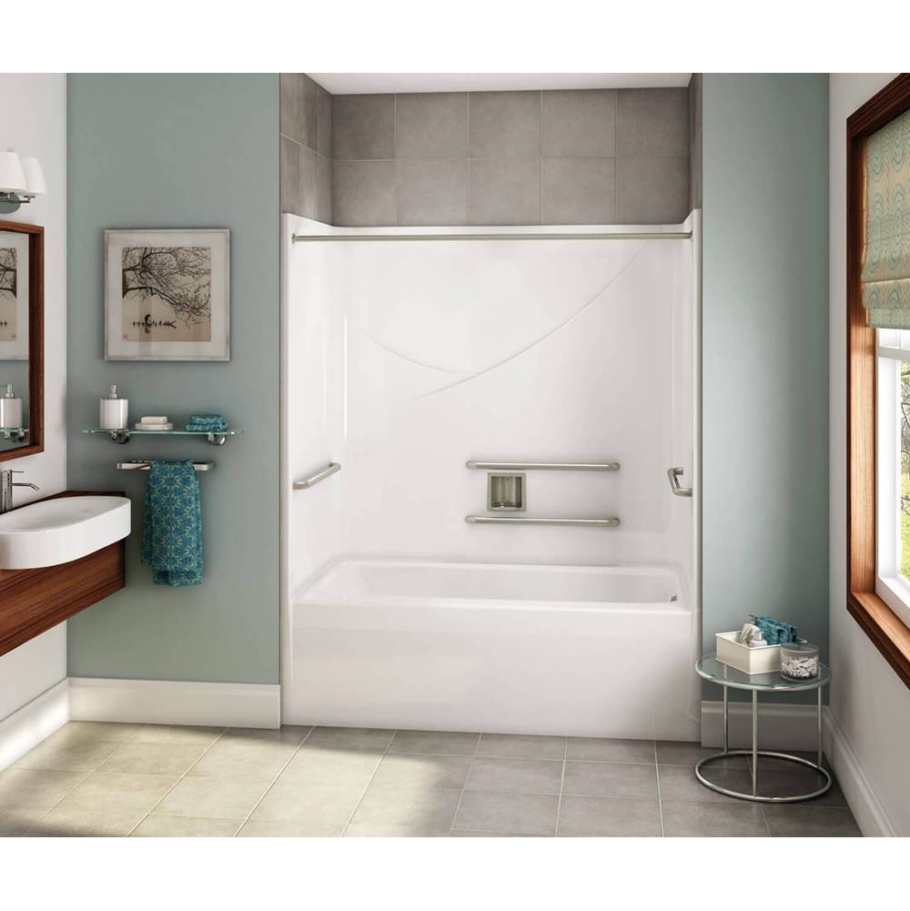 Maax OPTS-6032 - ADA Grab Bars AcrylX Alcove Left-Hand Drain One-Piece Tub Shower in White