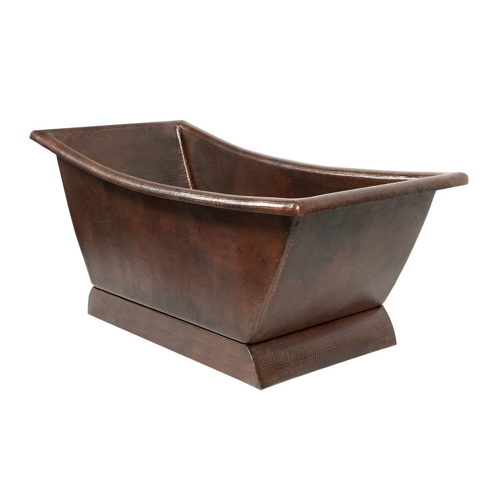 Premier Copper Products 67'' Hammered Copper Canoa Single Slipper Bathtub