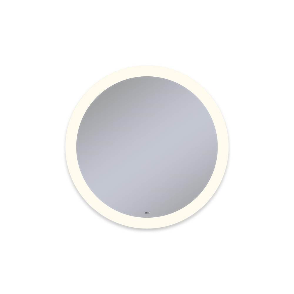 Robern Vitality Lighted Mirror, 30'' Circle, Perimeter Light Pattern, 3000K Temperature (Warm Light), Dimmable, Defogger