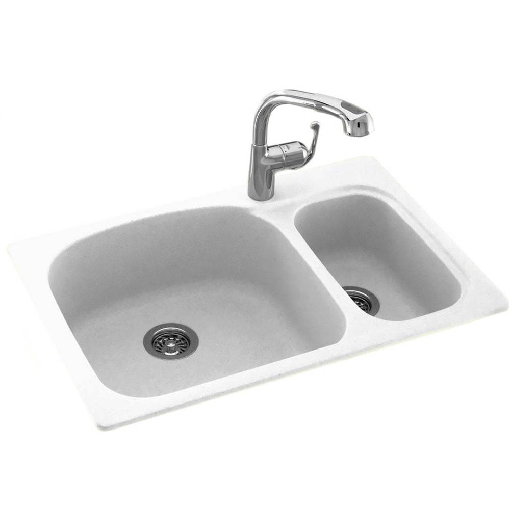 Swan KSLS-3322 22 x 33 Swanstone® Dual Mount Double Bowl Sink in White