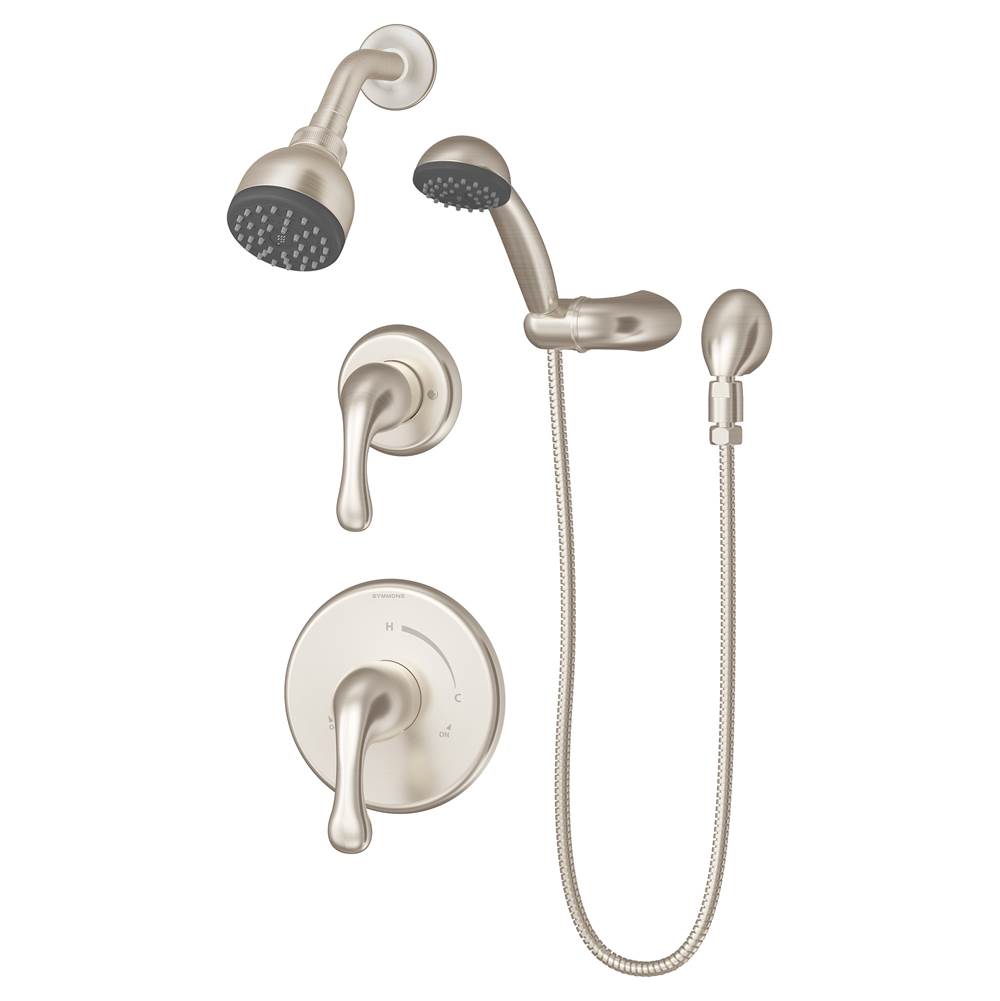 Symmons Unity 2-Handle 1-Spray Shower Trim with 1-Spray Hand Shower in Satin Nickel (Valves Not Included)