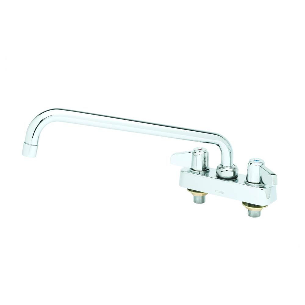 T&S Brass Equip 4'' c/c Deck Mount Workboard Faucet, 10'' Swing Nozzle, Laminar Outlet Device