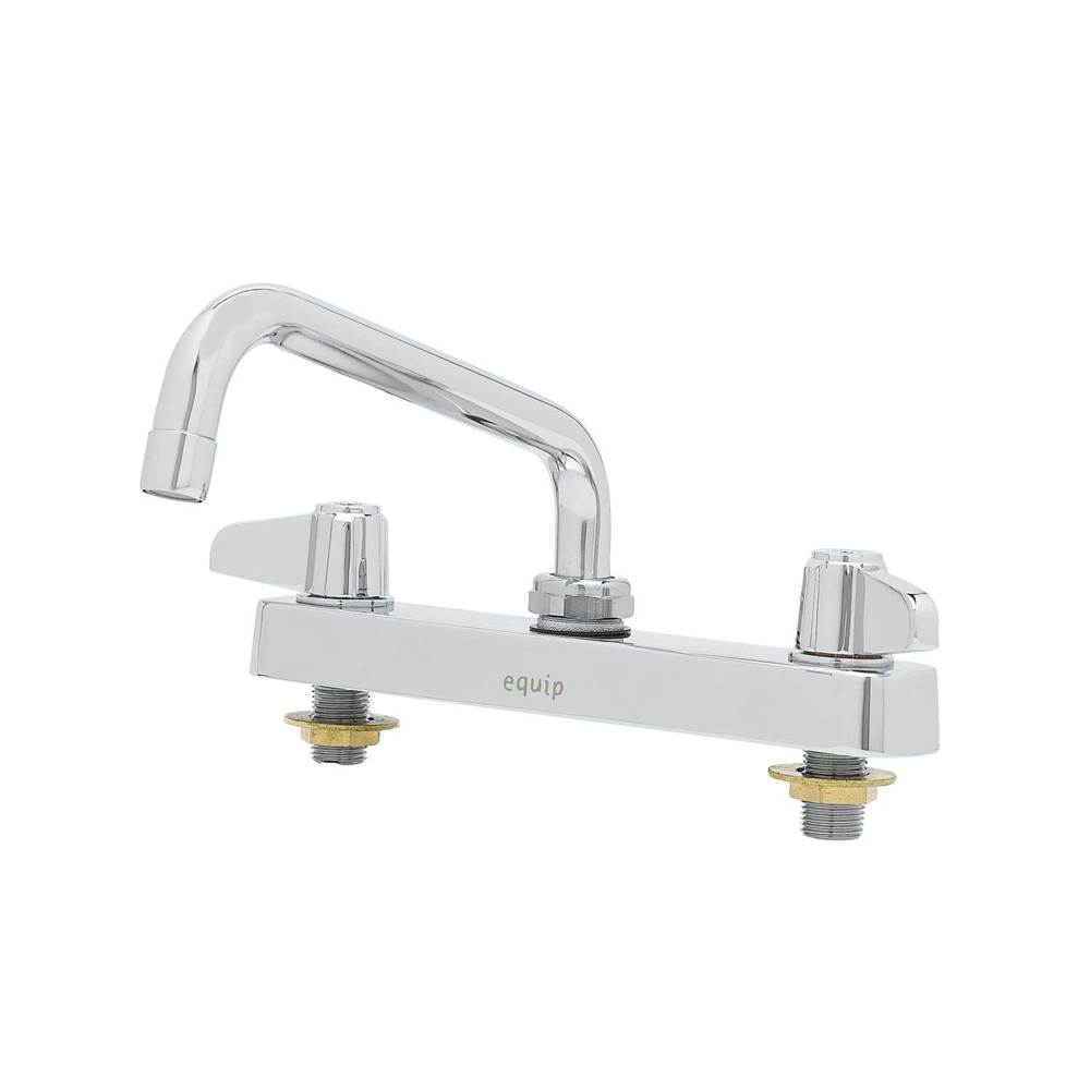 T&S Brass Equip 8'' c/c Deck Mount Workboard Faucet, 6'' Swing Nozzle, Lever Handles