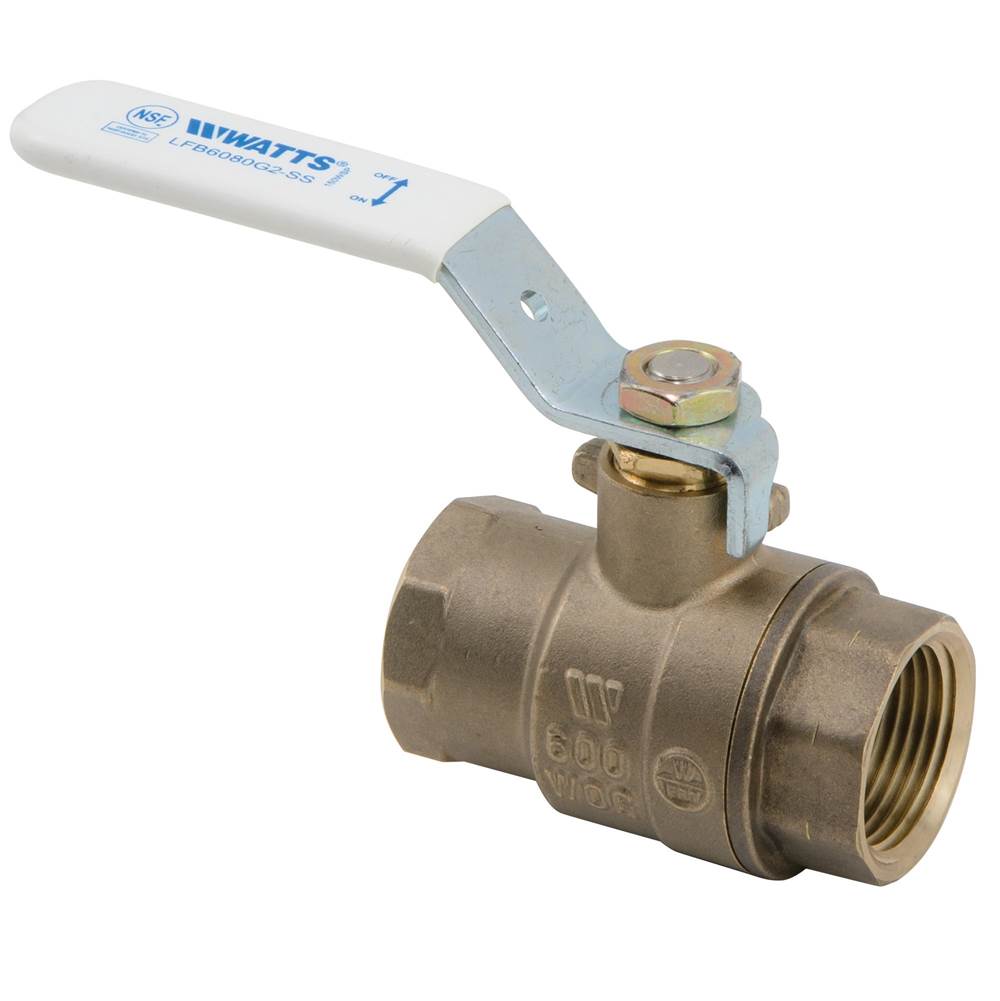 Watts 1 IN 2-Piece Full Port Lead Free Bronze Ball Valve, Stainless Steel Ball and Stem, NPT End Connections